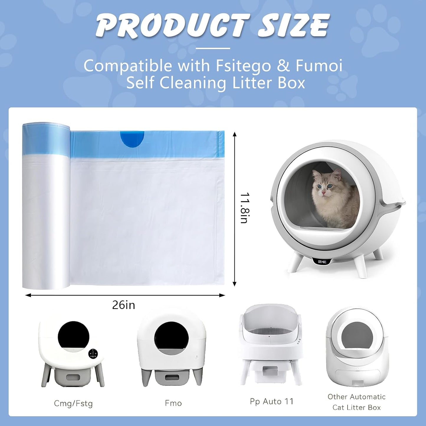 Ondware heavy duty drawstring waste bags roll layout displaying the six rolls included.
