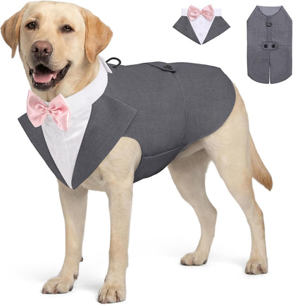 AOFITEE Dog Tuxedo Formal Dog Suit and Bandana Set, Gentle Dogs Wedding Party Suit Bow Tie Shirt, Tuxedo for Small Dogs Costume Outfit with Detachable Bowtie Collar for Christmas Halloween Dress Up - Image 9
