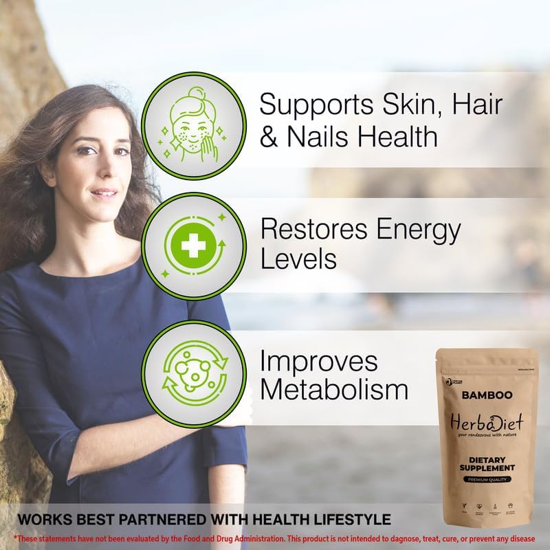 Herbadiet Bamboo Extract Powder nutritional label and ingredients.