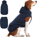 IECOii extra large dog fleece hoodie front view blue sweater