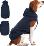 IECOii extra large dog fleece hoodie front view blue sweater
