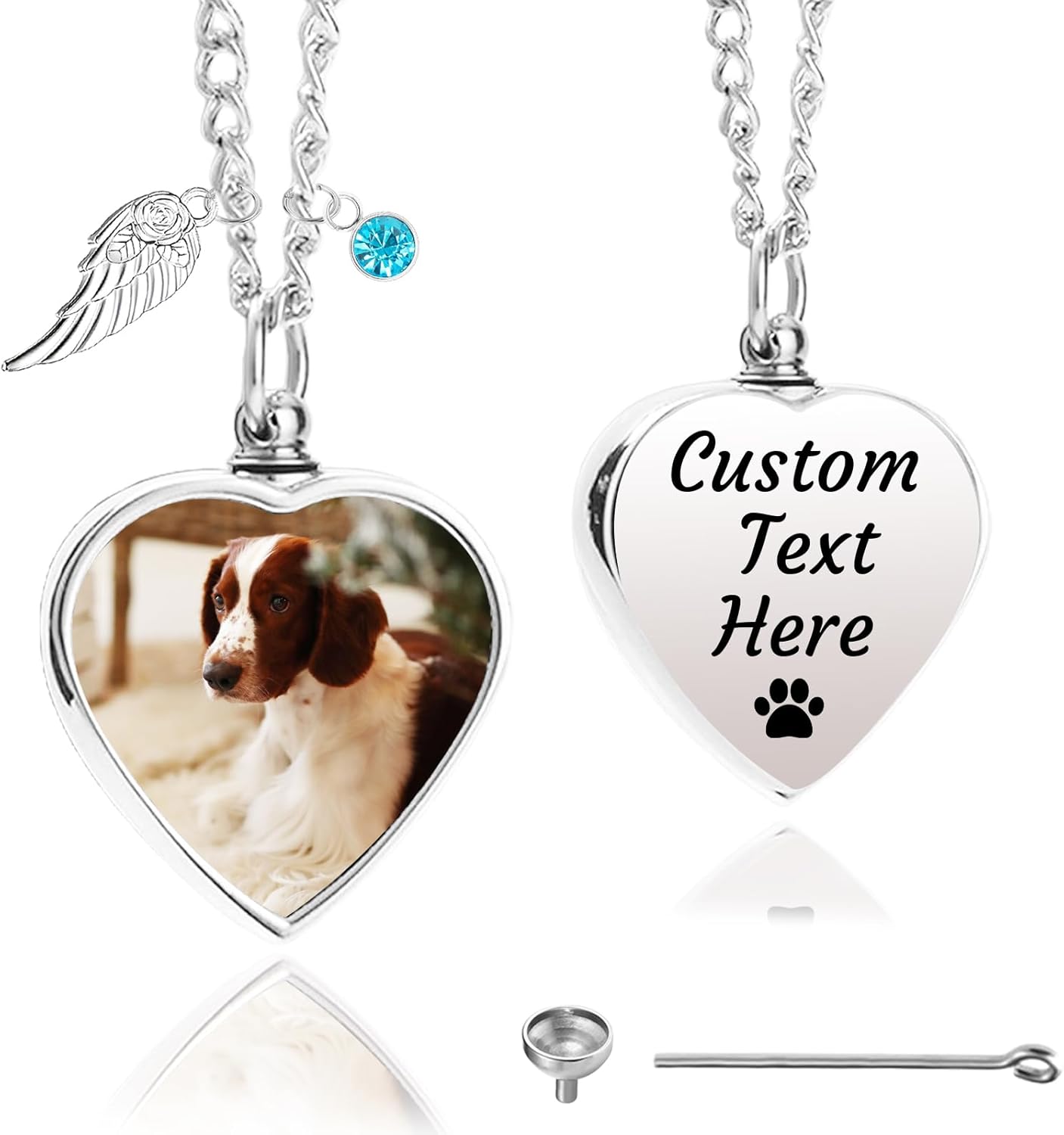 Personalized Pet Urn Necklace for Dog Ashes Custom Engraving Photo Text Pet Cremation Jewelry Customize Memorial Gift for Pet Dog Cat Ashes Necklace (01-Heart) - Image 12