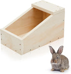 Maxcheck 1 Pack Wood Rabbit Nesting Box, 14x8x8 Inch Wooden Hutch Hideout for Breeding, Natural Burrow Den Alternative for Rabbits & Small Animals - Image 1