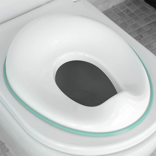 Jool Baby Potty Training Seat aqua blue front view on standard toilet