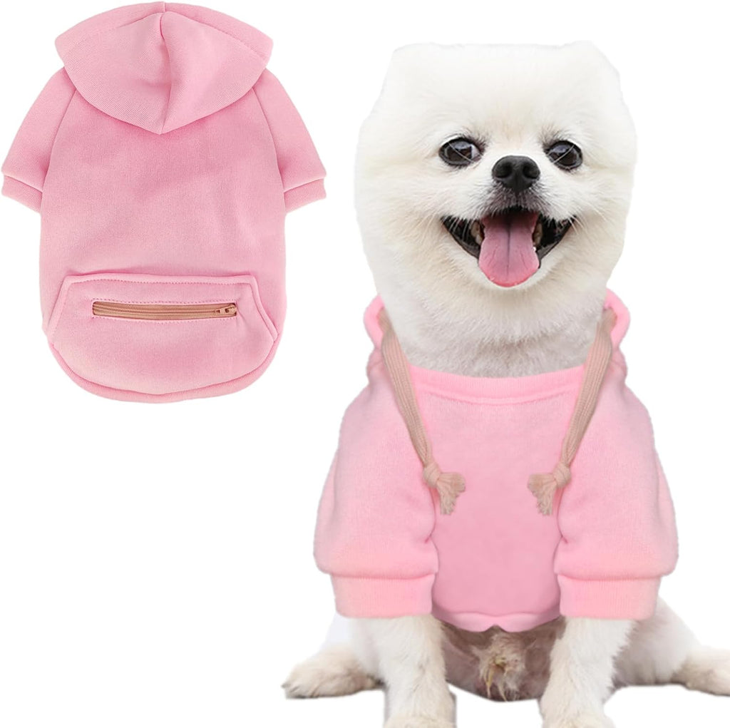 Jecikelon Dog Hoodies for Small Dogs with Zipper Pocket, Soft Fleece Puppy Clothes with Rope Hat, Warm Winter Outfits Cold Weather Coats, Cute Sweatshirt Chihuahua Costume (Small, Y02-Blue) - Image 9