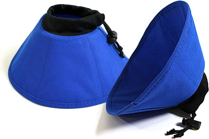 KVP flexible pet recovery cone for cats and small puppies displaying the Lycra neckline.