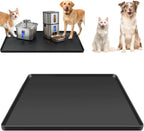 Silicone Square Mat 16x16 for Water Bowl, Waterproof Pet Bowls Mat, Black - Image 8
