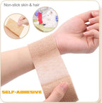 Hand applying Qumy elastic bandage to ankle
