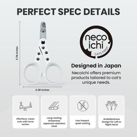 Close up of the thirty percent thinner stainless steel blades on the Necoichi cat claw trimmer.