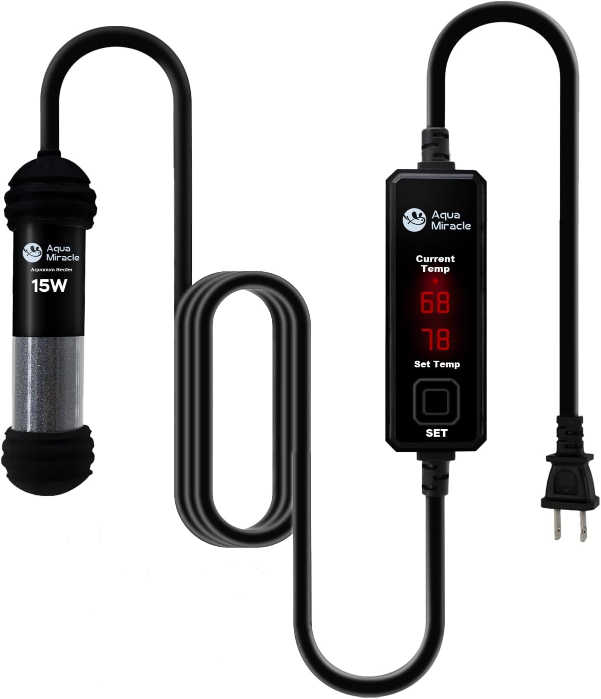 AquaMiracle Upgraded 25W Small Aquarium Heater Fish Tank Heater Turtle Heater Super Mini Aquarium Heater, Dry-Run/Overheating Protection and Memory Function, Dual LED Display, for 3-5 Gal Tanks - Image 10