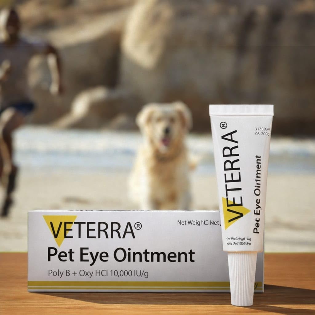 Veterinary grade eye care ointment for flat faced cats and dogs