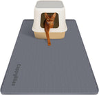 CappyBliss Large Cat Litter Box Mat front view trapping scatter on hardwood floor