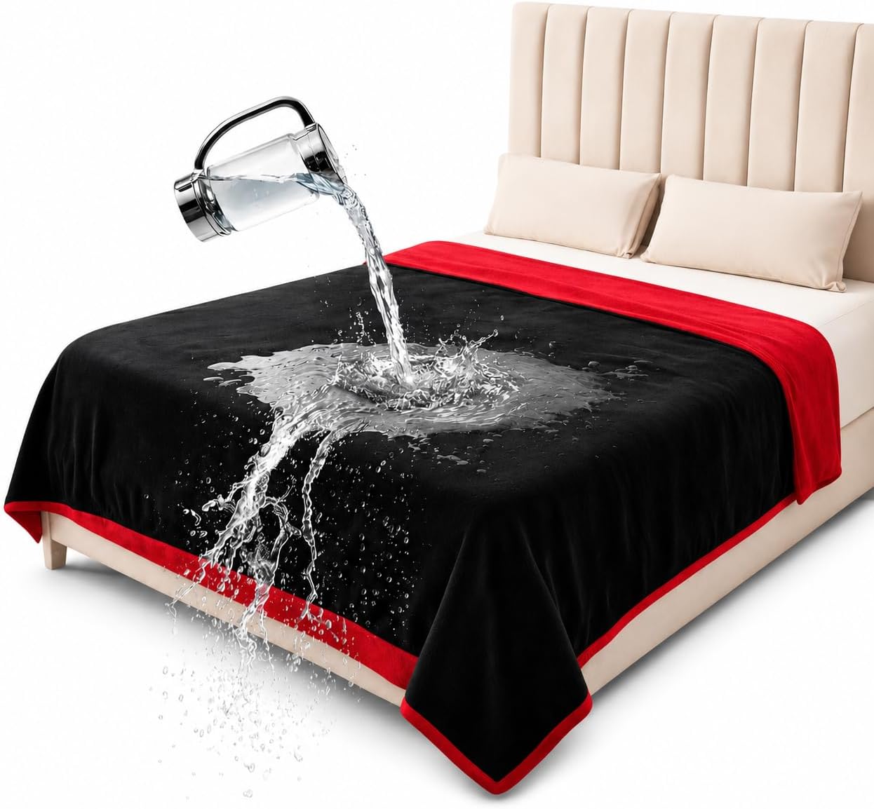 Bedding Aid premium fleece blanket blocking liquid spills during everyday family use.