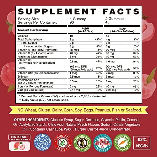 Side view of VEGEPOWER plant-based iron supplement bottle detailing the premium iron formula and clean nutrition facts.