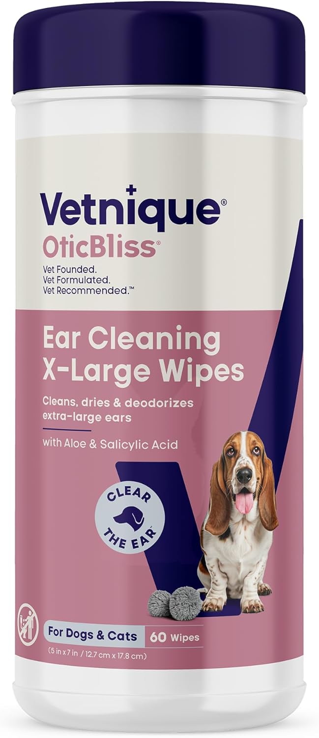 Vetnique Oticbliss Dog Ear Wipes, Cat & Dog Ear Cleaner & Deodorizing Wipes for Dogs, Cats, Puppies & Kittens, Vet Formulated to Remove Ear Wax, Dirt & Odor with Aloe for Itchy, Smelly Ears - Image 10