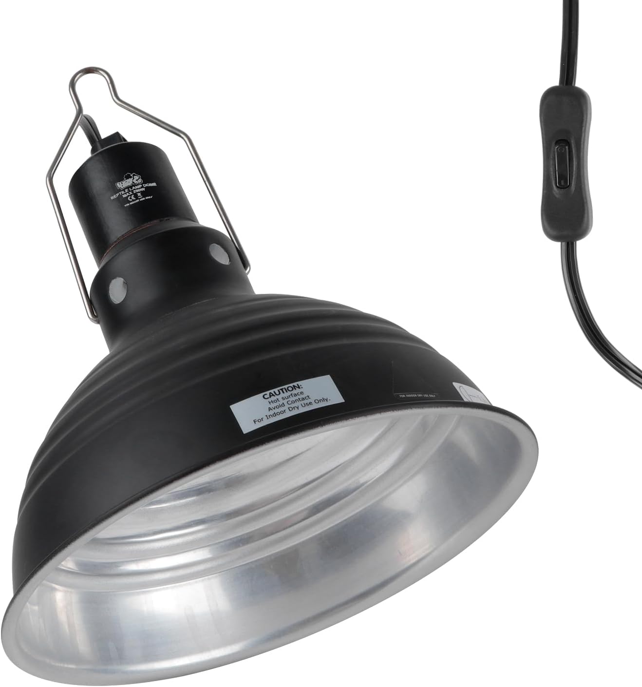 Lucky Herp 100 Watt maximum reptile lighting dome packaging and included accessories.