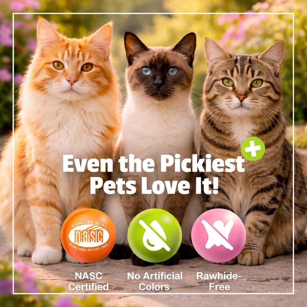 Close-up of fish-shaped chicken flavored cat chews