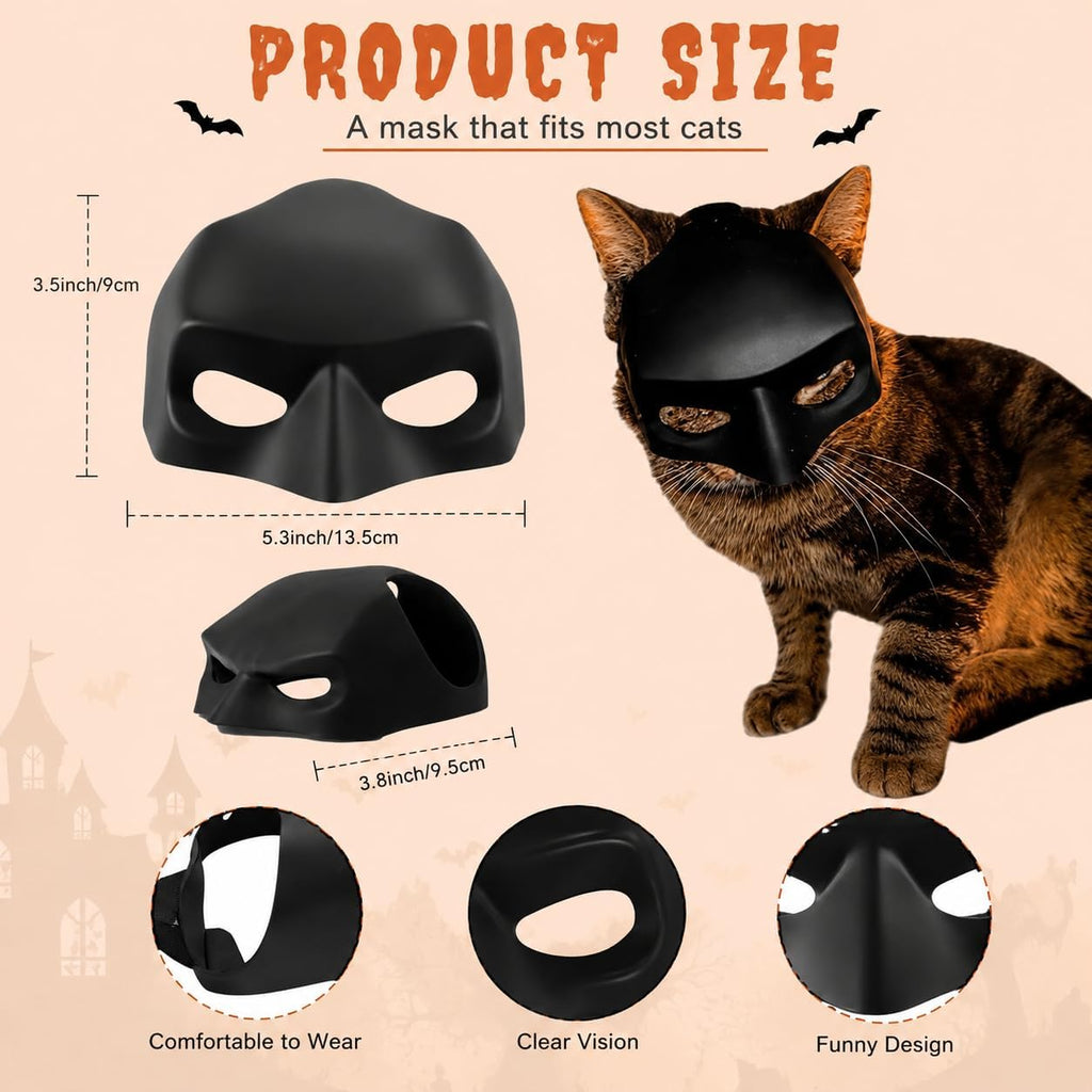 Professional studio shot of black cat bat mask for pets