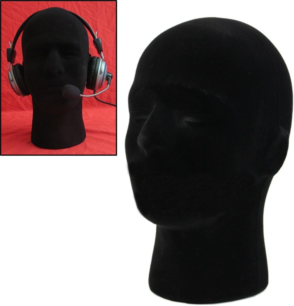 Liamtu Male Mannequin Head front view displaying wig and accessories