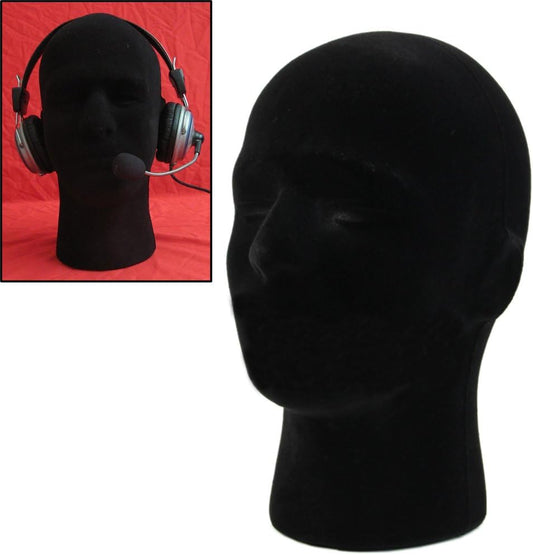 Liamtu Male Mannequin Head front view displaying wig and accessories