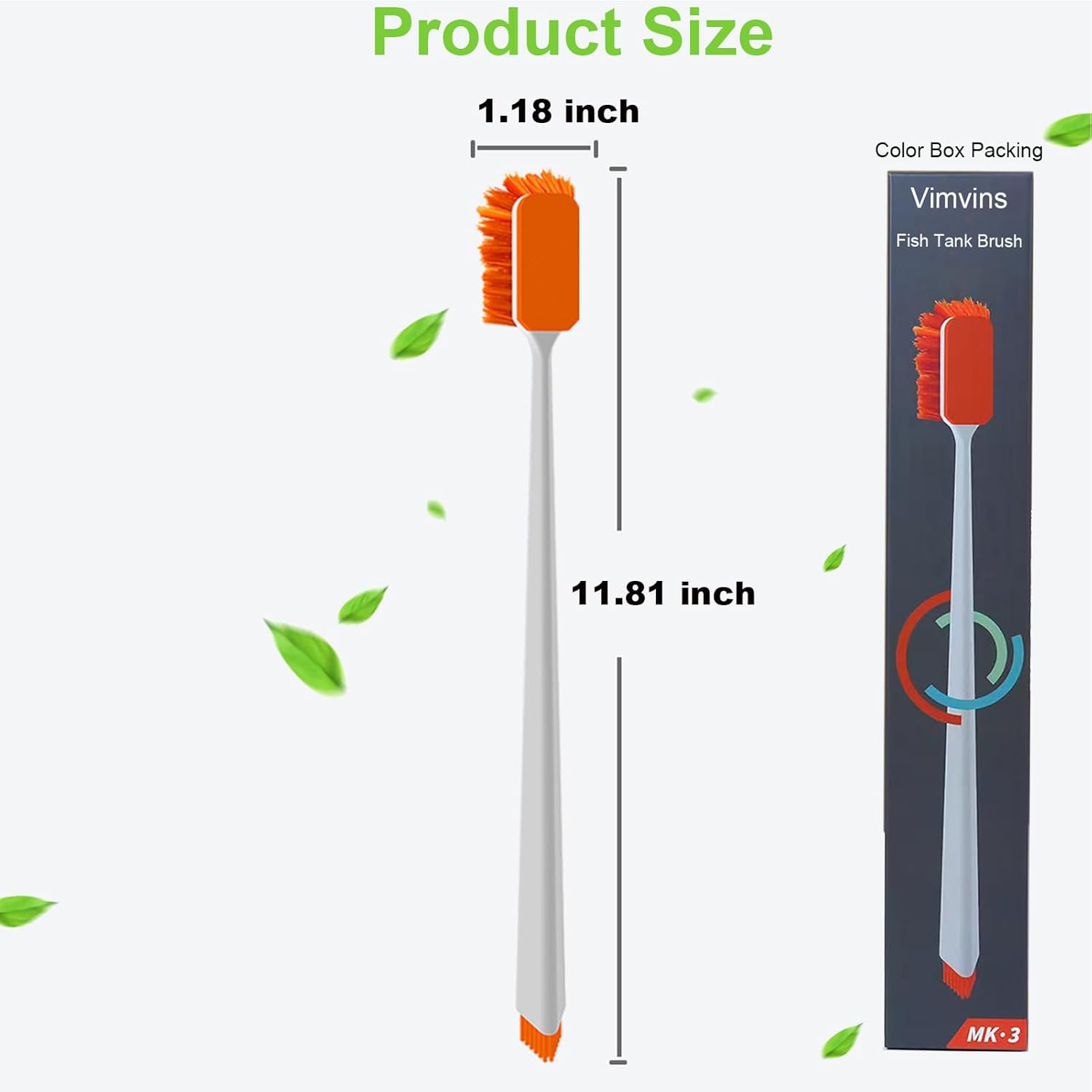 Vimvins plastic aquarium brush showing ergonomic handle for comfortable grip