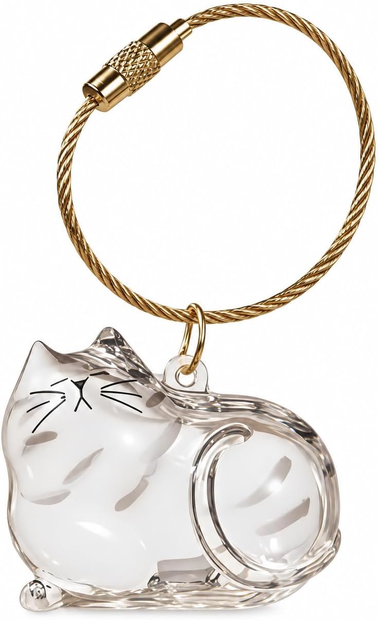 Cat Fur Memorial Keychain Keepsake Capsule Hair Storage Pendant for Pet Remembrance Fillable - Image 11