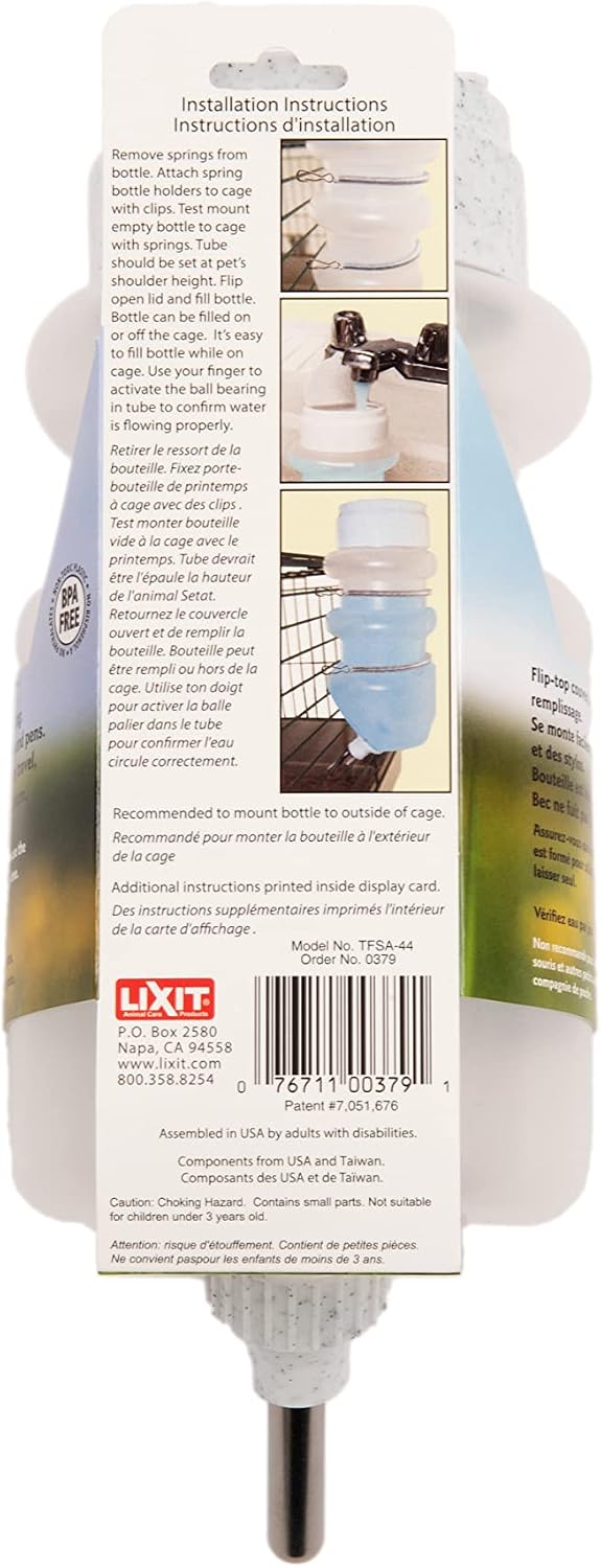 Lixit small animal water bottle flip top lid open