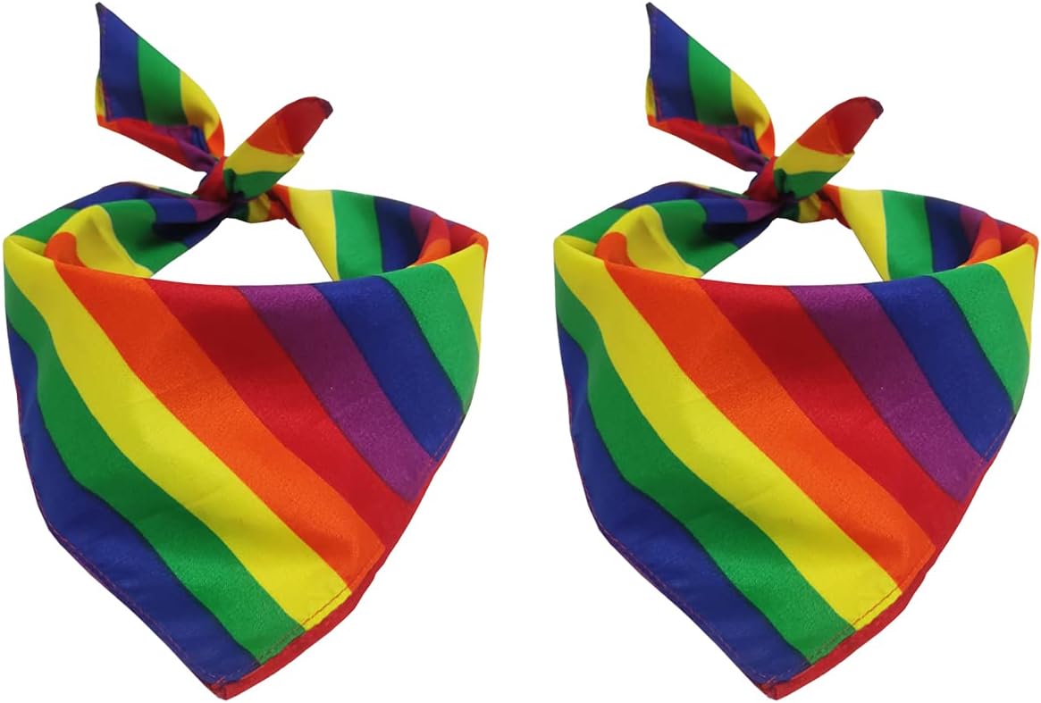 Tinsow Gay Pride Rainbow Cotton Bandanas front view of the multi colored handkerchief pack.