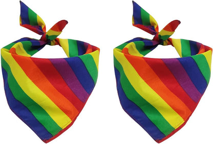 Tinsow Gay Pride Rainbow Cotton Bandanas front view of the multi colored handkerchief pack.
