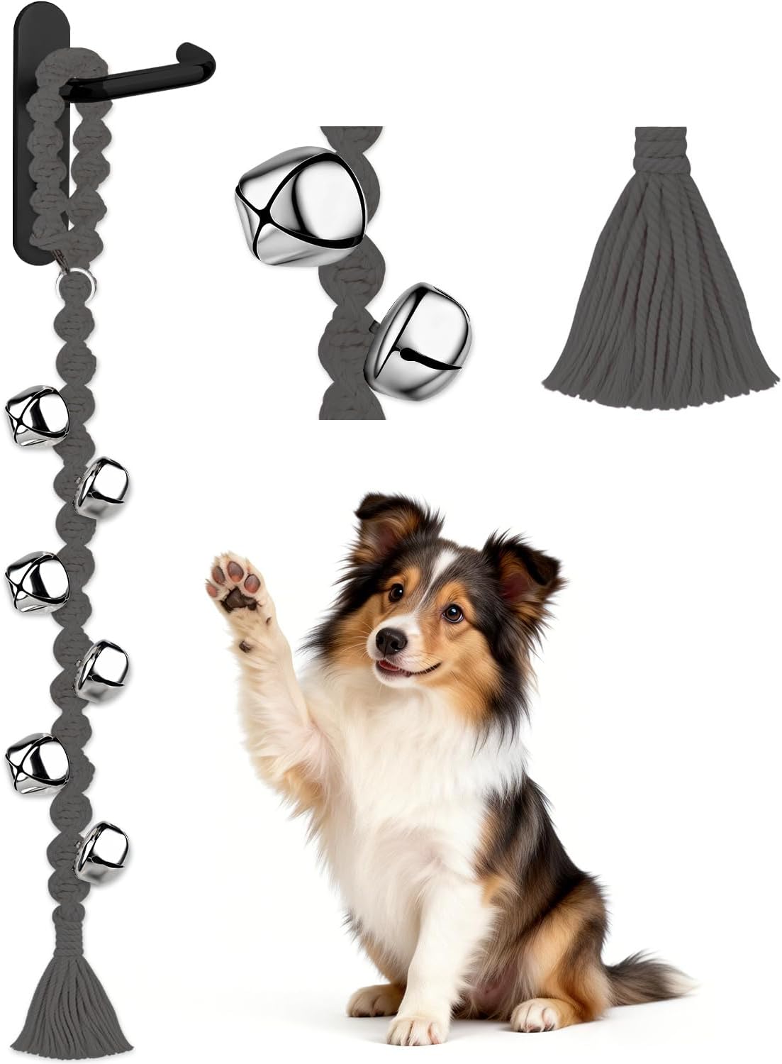 COOYOO Dog Bells to Go Outside, Premium Quality Potty Training Dog Door Bell, Yarn Handwoven Dog Bell, Adjustable Housetraining Hanging Bell-6 Extra Large Loud 1.5 DoorBells - Image 11