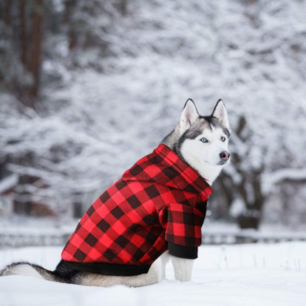 Blaoicni classic plaid pet apparel hood detail view