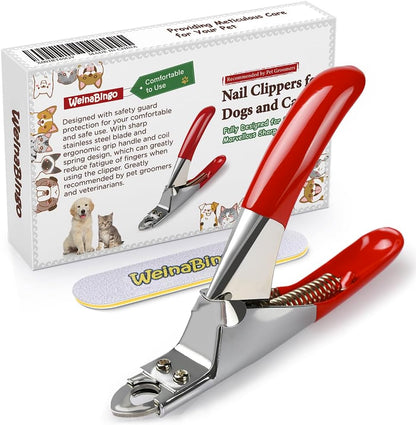 WeinaBingo professional pet nail clippers with red handle front view