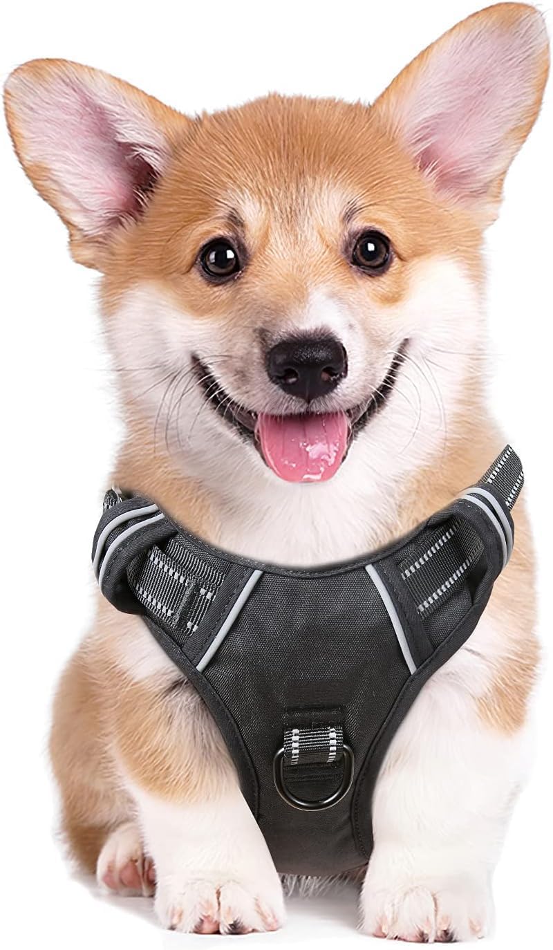 HEELE Dog Harness, No Pull Adjustable Padded Reflective Harness for Small Medium Large Dogs with Handle for Walking Training, Flower-Pink, M - Image 9