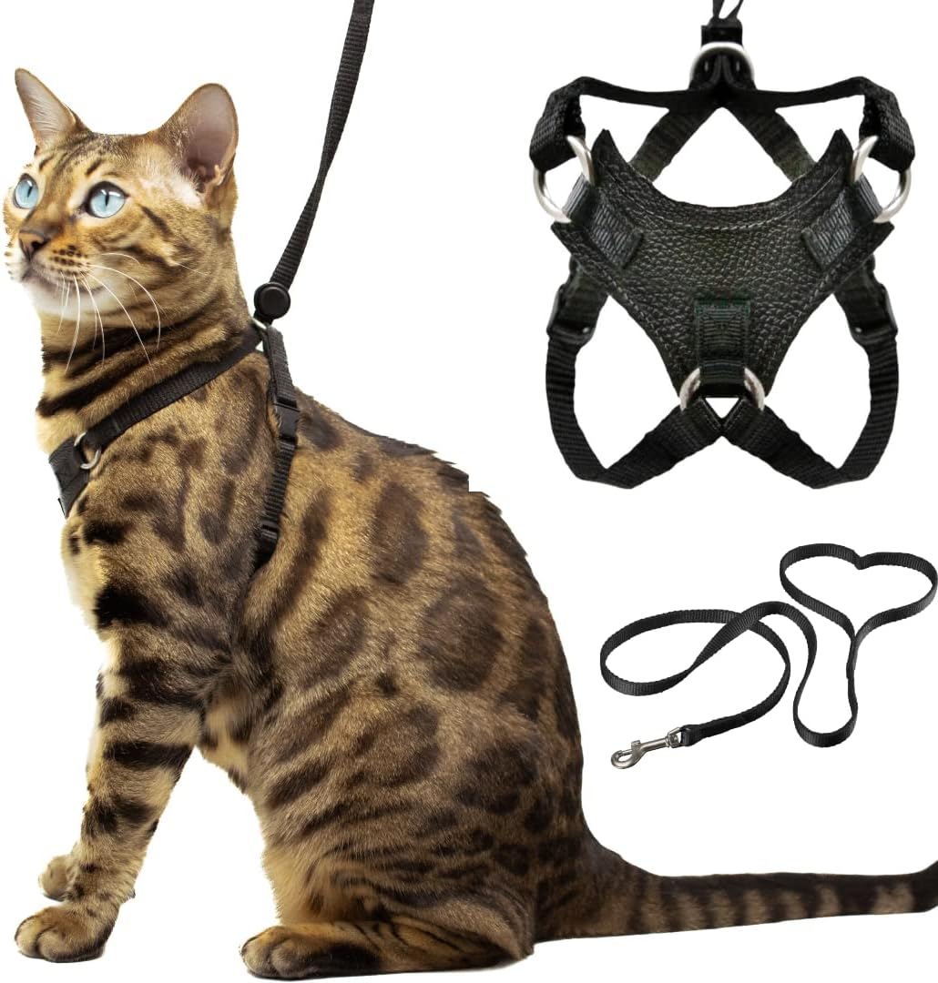 Houdini(TM) Escape Proof Cat Harness and Leash Set by OutdoorBengal - Black, Medium Cat Harness for Walking - Image 11