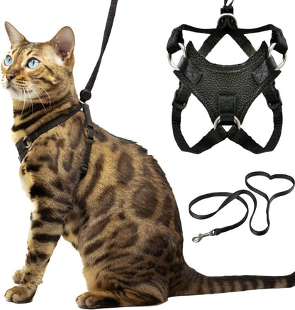 Houdini(TM) Escape Proof Cat Harness and Leash Set by OutdoorBengal - Black, Medium Cat Harness for Walking - Image 11
