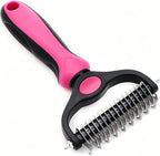 Generic pet grooming rake front view pink