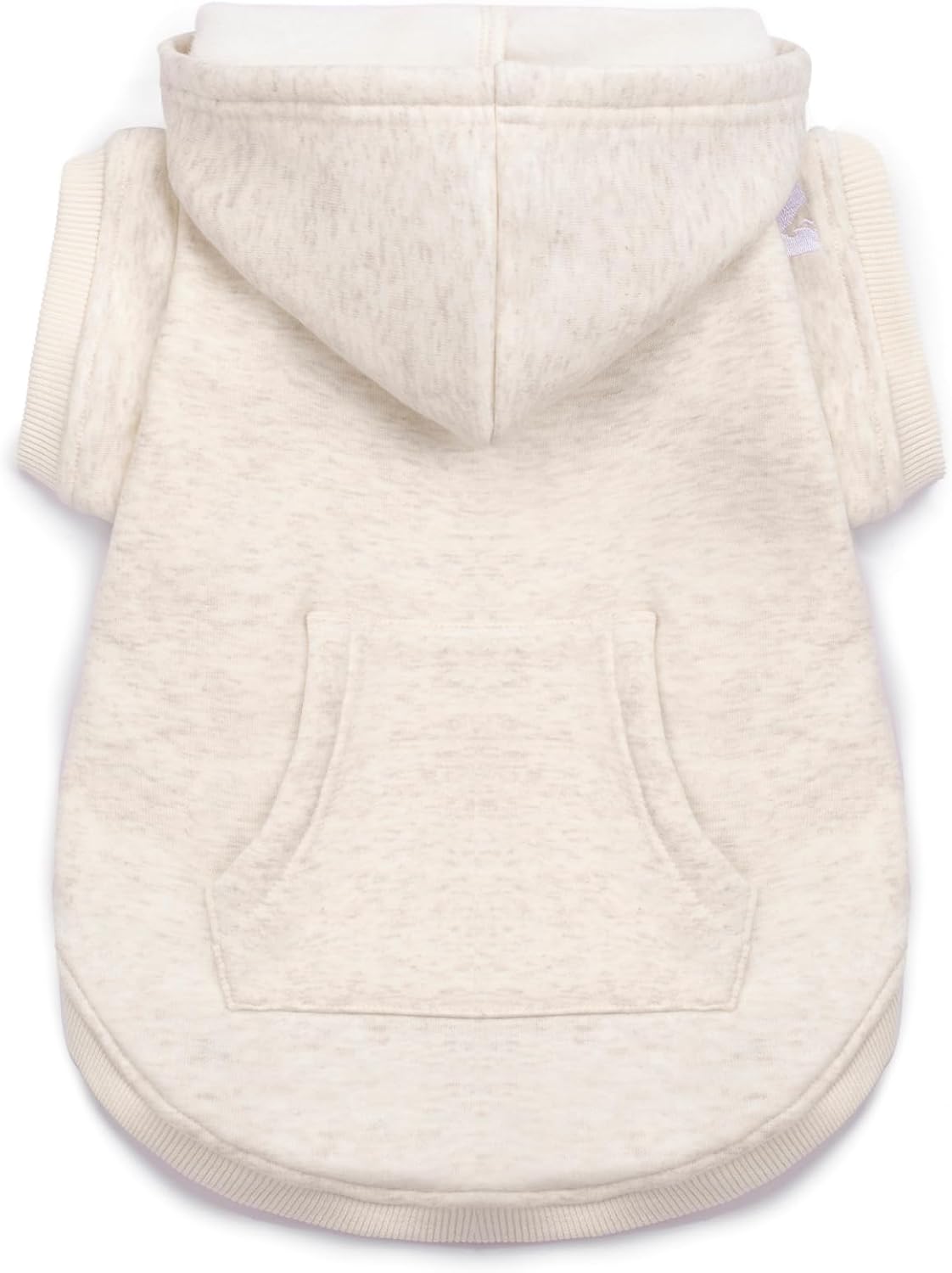 Close up look at the thick cotton fabric and thermal underside of Koneseve pet hoodie