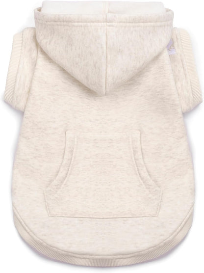 Close up look at the thick cotton fabric and thermal underside of Koneseve pet hoodie