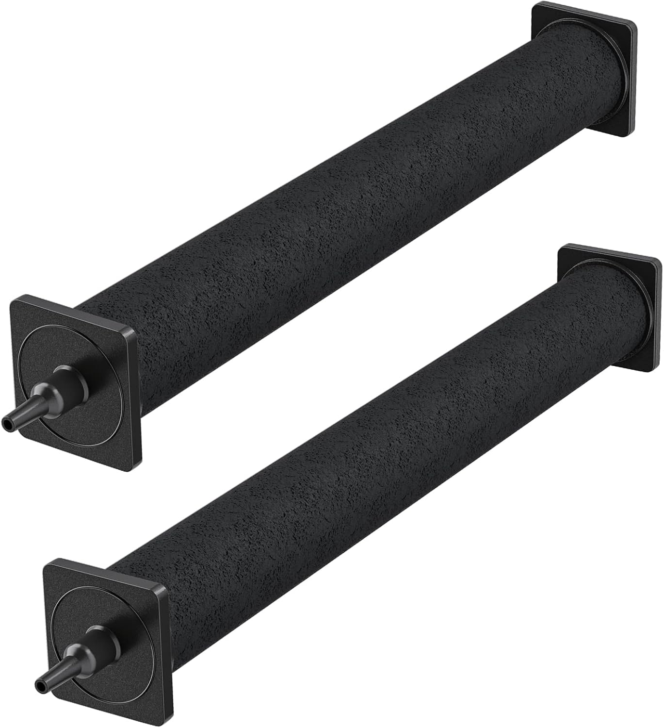 Pawfly 16 inch air stone cylinder front view showing the premium black rubber body and square stabilizing holders.