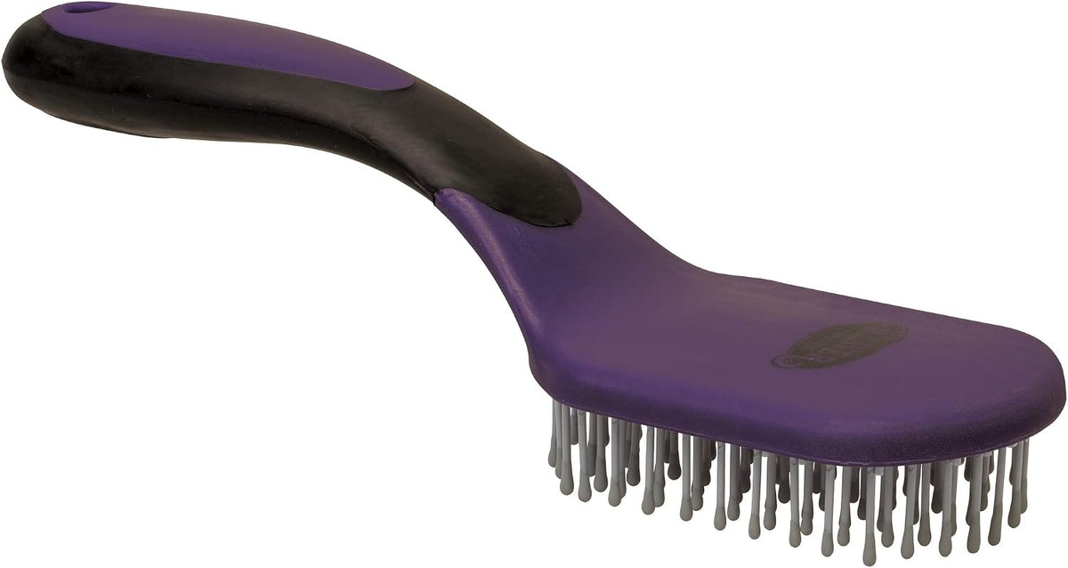 Weaver Equine Mane and Tail Brush in purple and black side profile view for horse grooming