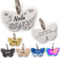 Luigi personalized stainless steel pet ID tag front view showing engraved butterfly design.
