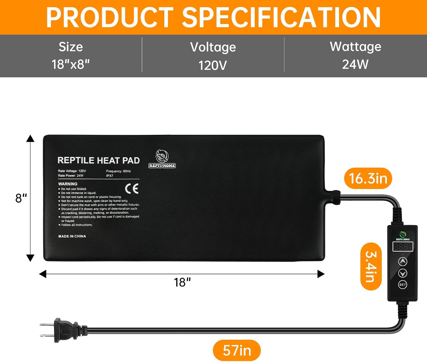 REPTI HOME digital thermostat controller unit showing temperature setting buttons for reptile tanks.