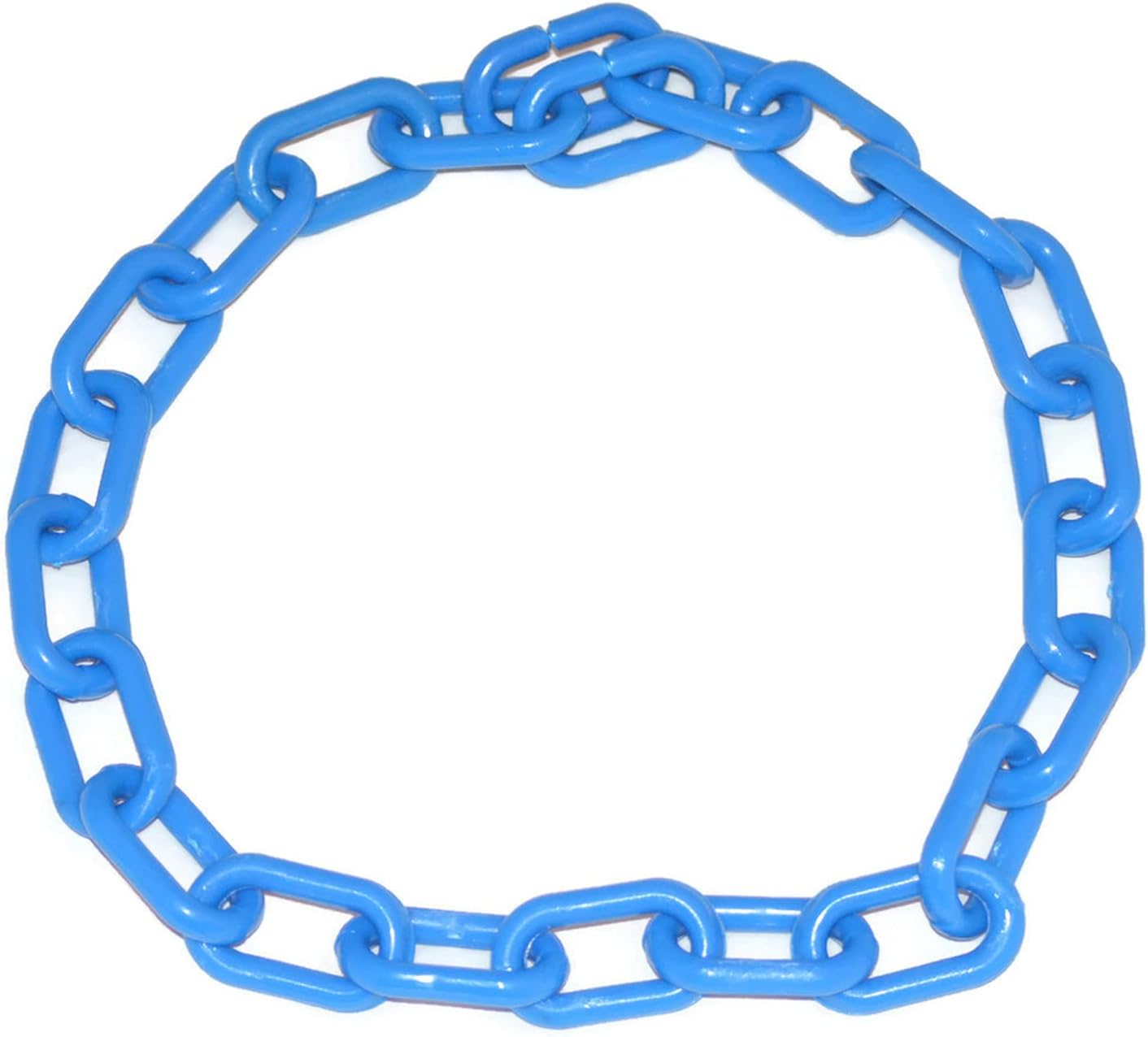 Generic plastic chain goat collar front view blue livestock identification band