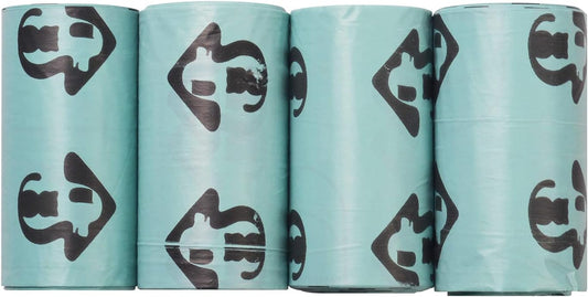 Four rolls of Waoniq green cat poop bags for litter scoops