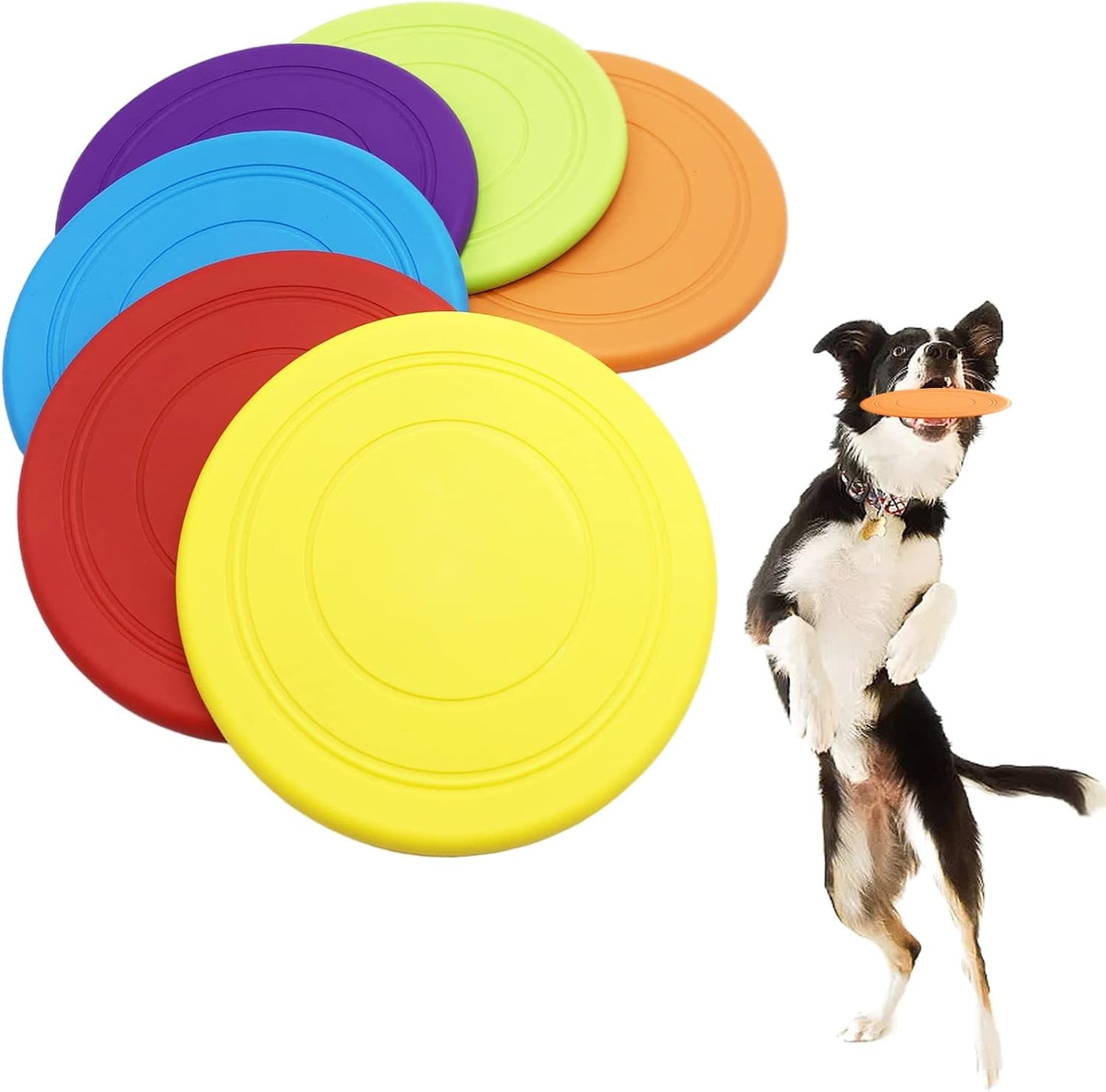 Bvrbaory 6 pack dog flying discs set front view