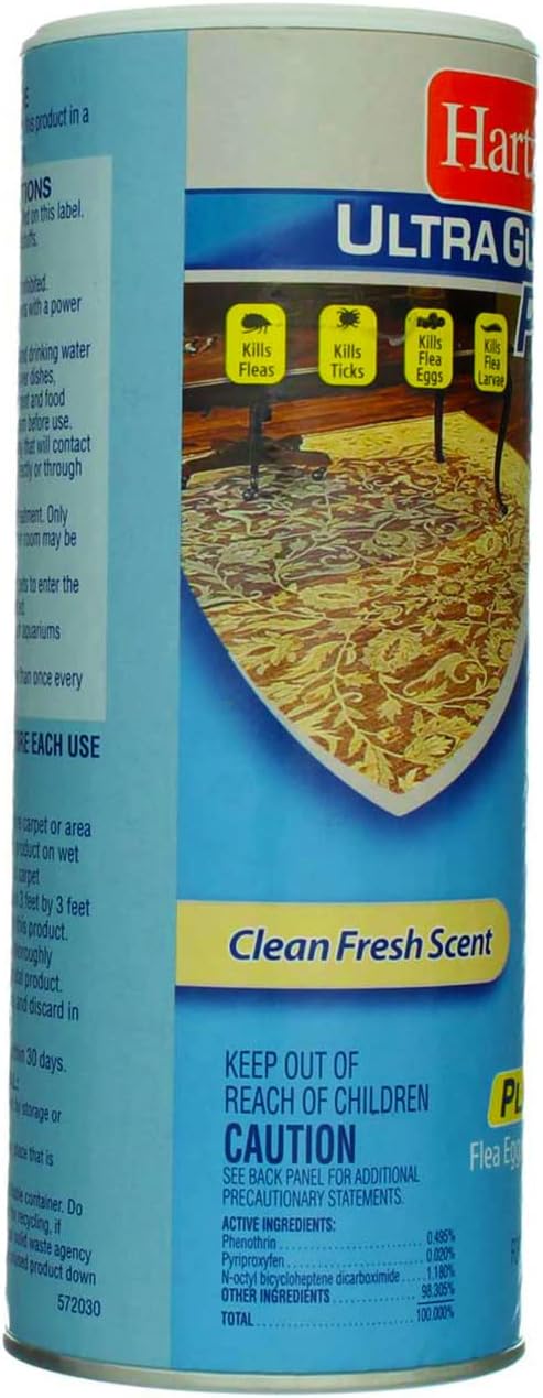 Hartz flea and tick home powder shaker can top details showing application usage