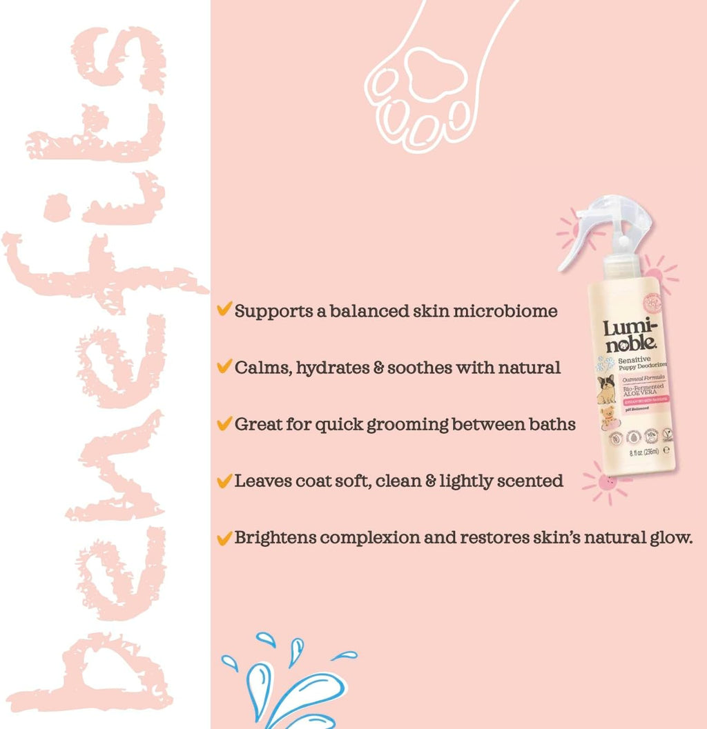 Sensitive Dog Deodorizing Spray Perfume, Oatmeal Pet Cologne, Hypoallergenic Detangler Spray, Alcohol Free, Pet Odor Neutralizer for Puppies, White Musk Scent to Refresh The Coat, Puppy Colonge, 8oz - Image 9