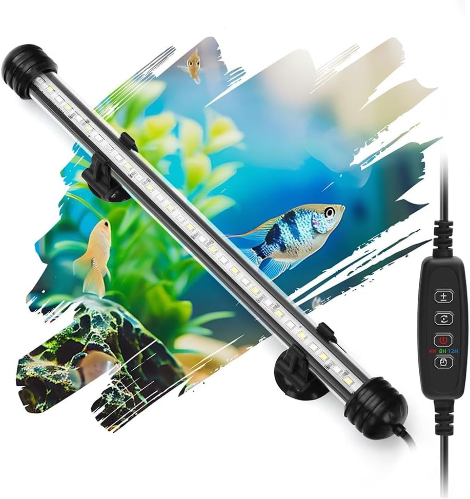 LED Submersible Aquarium Light 4W Underwater Fish Tank Light with Blue White&Blue and White Three Light Modes Timer Automatic On/Off and Dimmer Brightness Adjustable (7.5inch) - Image 9