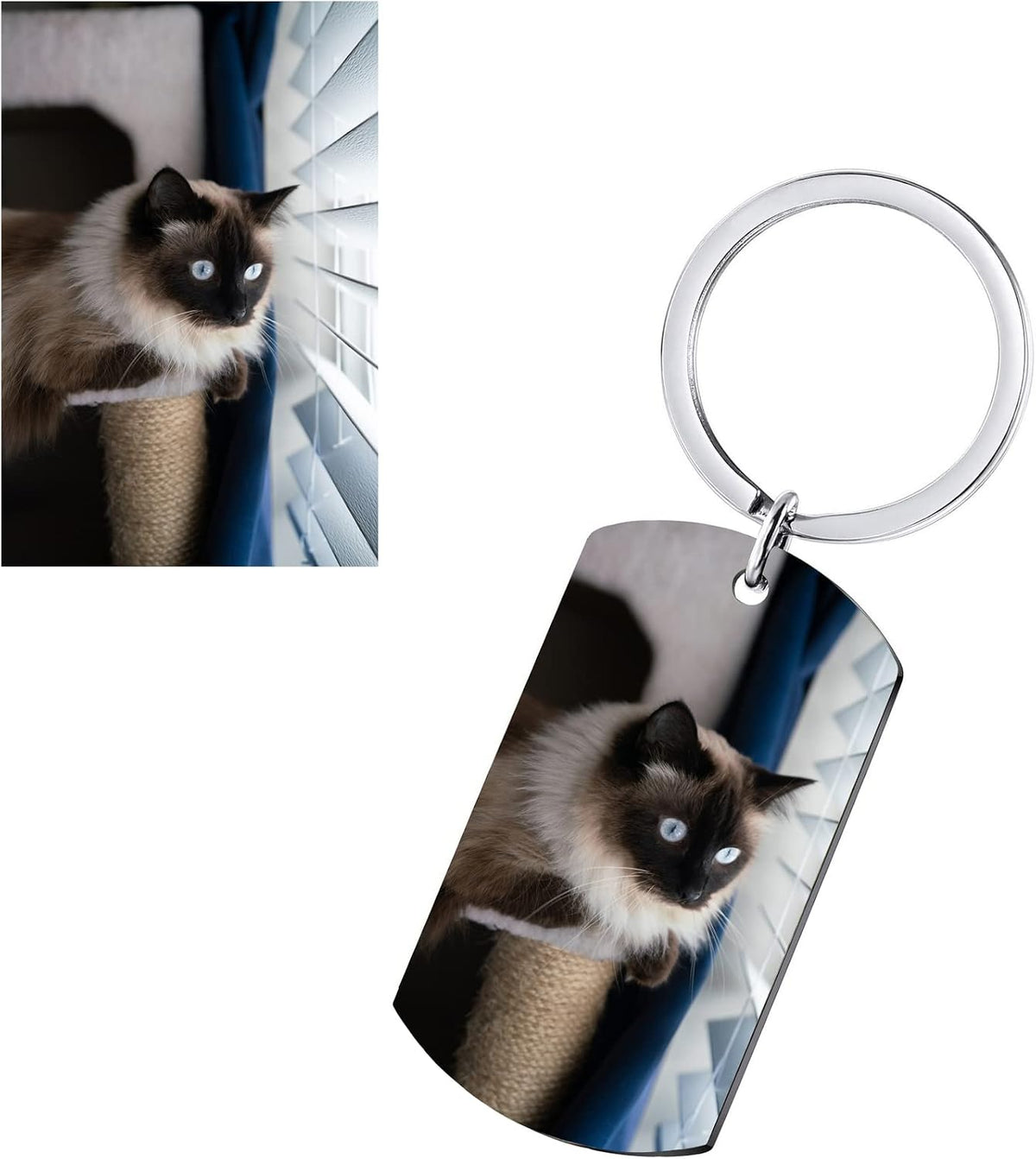 Funnylife Custom Cat Photo Memorial Keychain Pet Memorial Gifts for Cats - Image 2