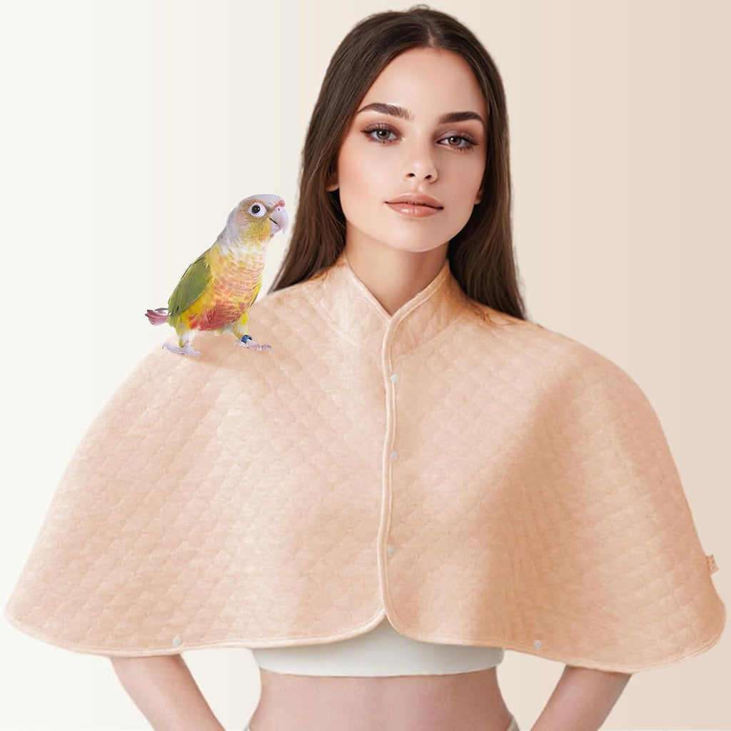 Side angle view of ZYPHOLIE parrot shoulder guard with integrated toy loops